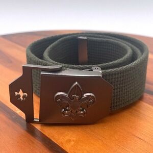 Boy Scouts of America Olive Green Web Belt Gunmetal Buckle 64032 Size S/M 32in